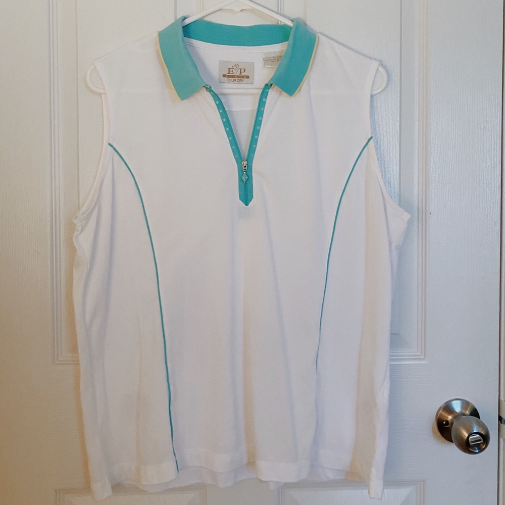 EP Pro TOUR DRY golf tank top - white and teal